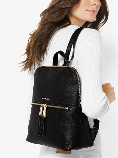 michael kors rhea slim backpack black|michael kors large backpack women.